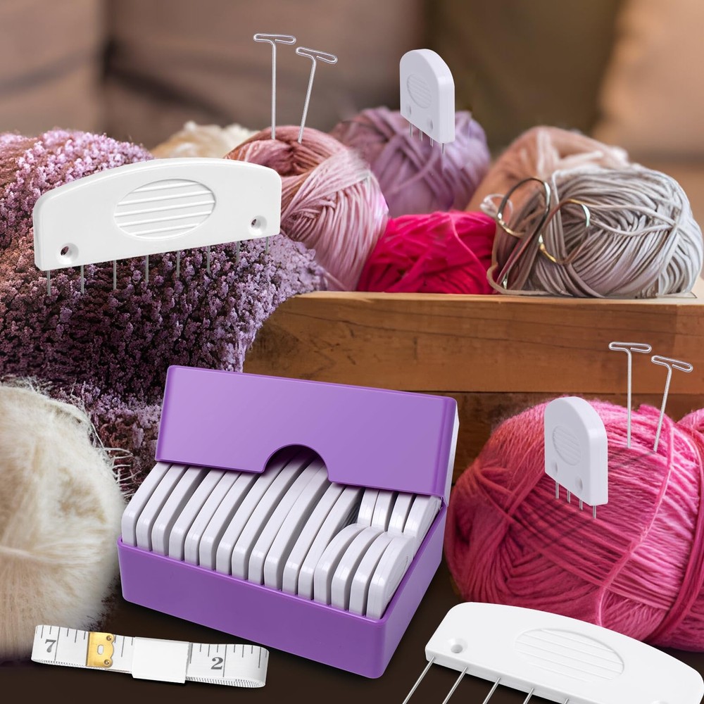 Knit Blocking Pins Kit: 20 Combs, 110 T-Pins for Crochet & Needlework Projects