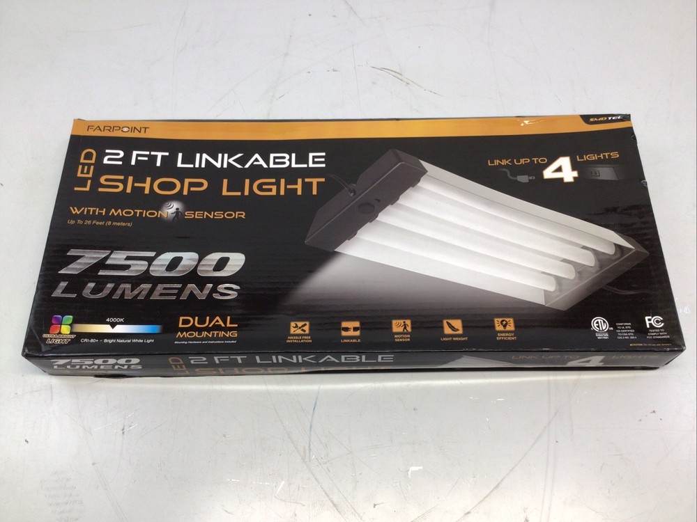 Farpoint Linkable 2ft LED Shop Light Motion Sensor 7500 Lumens New