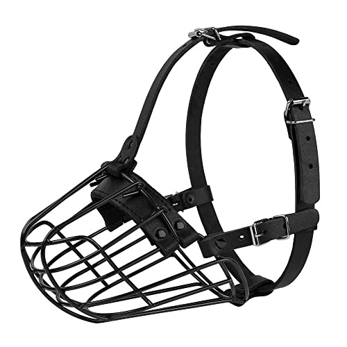 Pitbull Dog Muzzle Metal Mask Amstaff Secure Wire Basket Adjustable Black