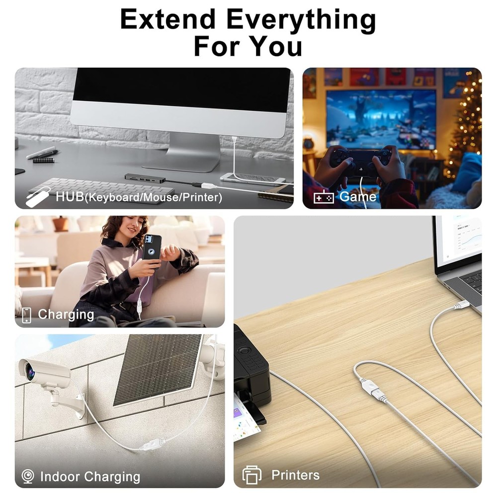 10FT USB to Extension Cord White Type A A Extender Cable USBA...