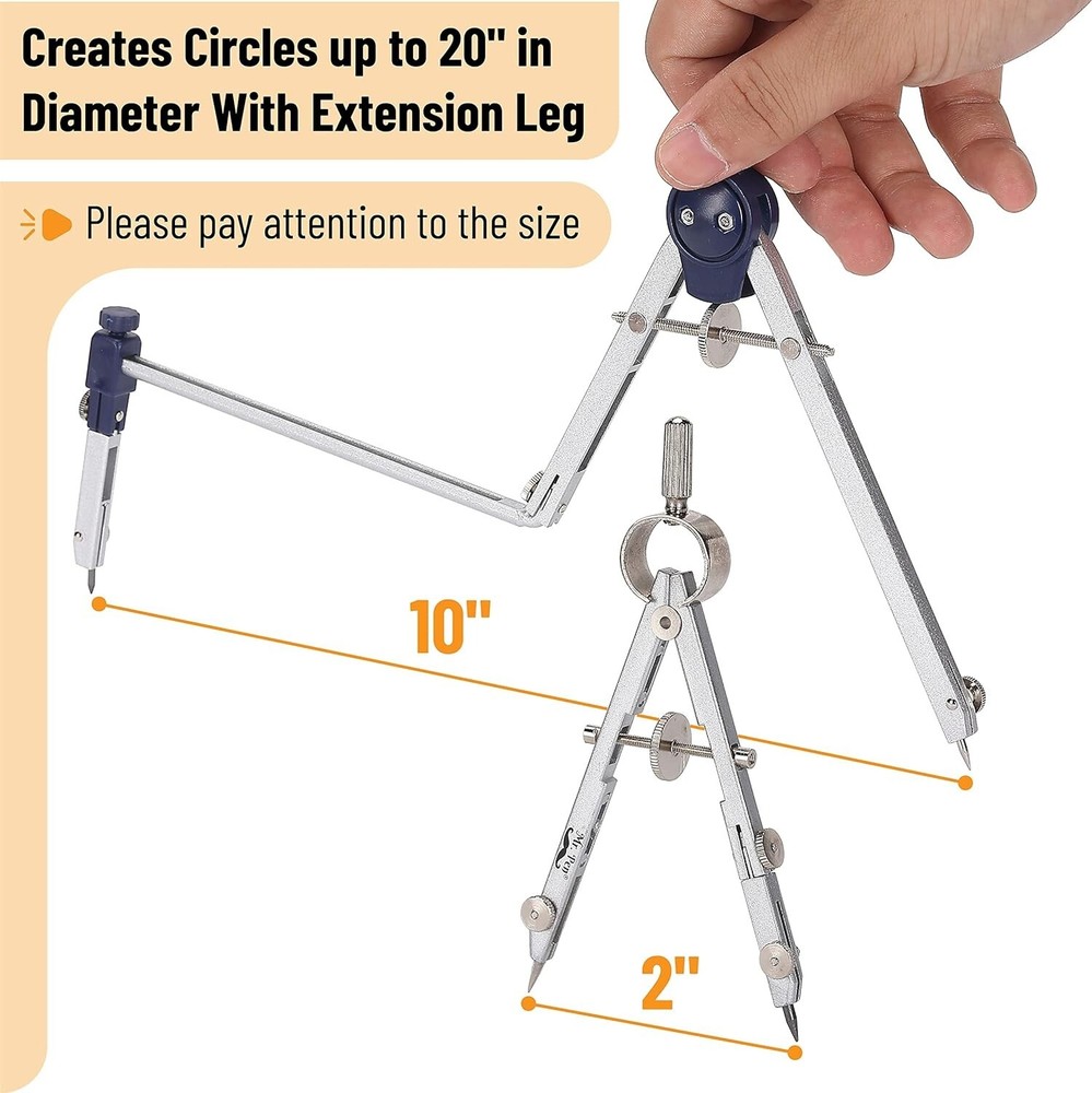 Precision Drafting Tools: 7-Piece Geometry Compass Set for Engineers & Artists