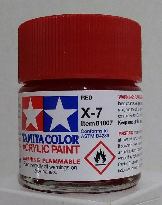 Tamiya acrylic paint X-7 Red, 23ml.