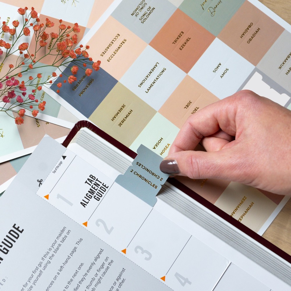 OFFILICIOUS 100 Gold-Foiled, Soft-Touch, Laminated Bible Tabs for Bible Study