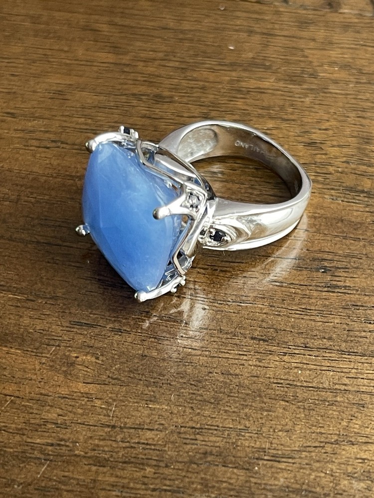 SX 925 Silver Blue Jade RING SIZE 8