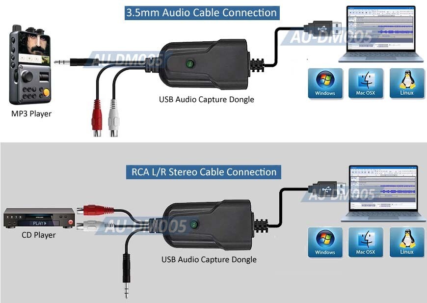 USB 2.0 Audio Recorder For Converting Vinyl Cassette To CD/MP3 Audio Encoder