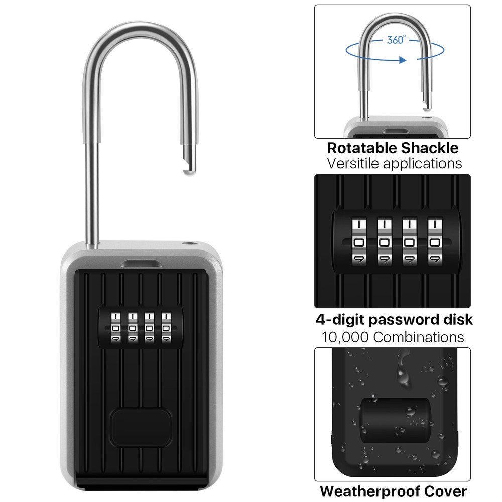 Key Lock Box Key Storage Safe Box Wall Mounted 4 Digit Combination Lock Security