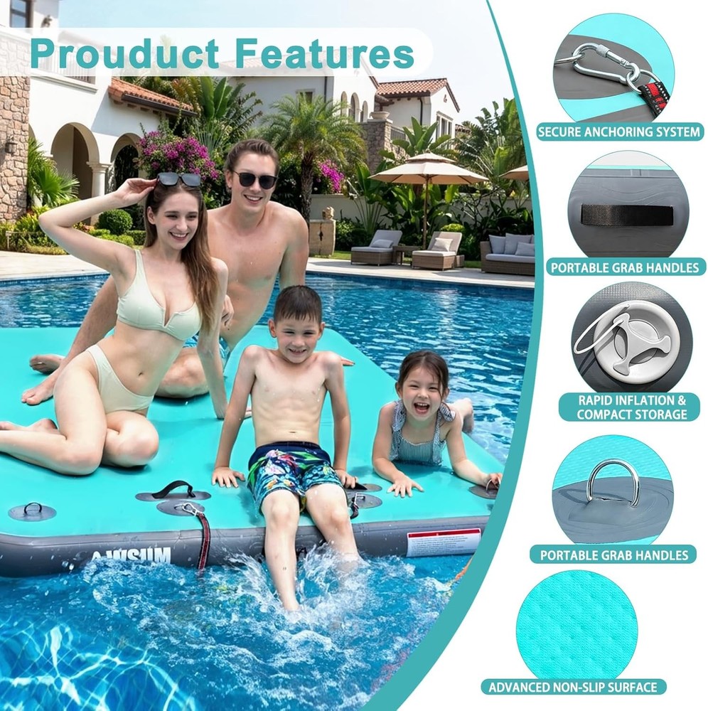 AWSUM Inflatable Floating Dock Air Dock Platform Floating Island Raft with None-