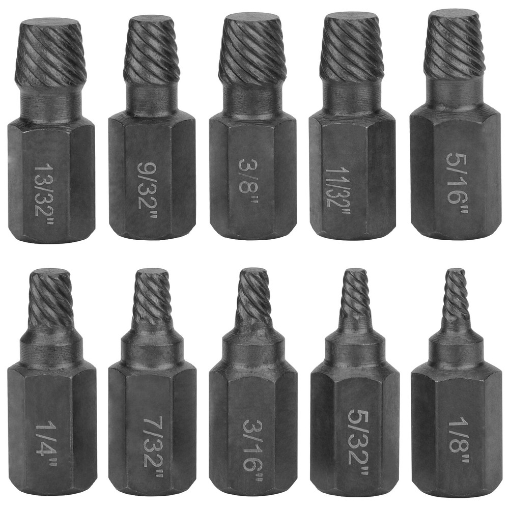 10Ps Screw Extractor Kit Damaged Bolt Stud Remover Drill Bits Set Easy Out Tools