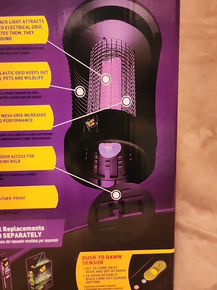 Black Flag Deluxe Bug Zapper 40 Watt Black Light Technology Dusk to Dawn Sensor