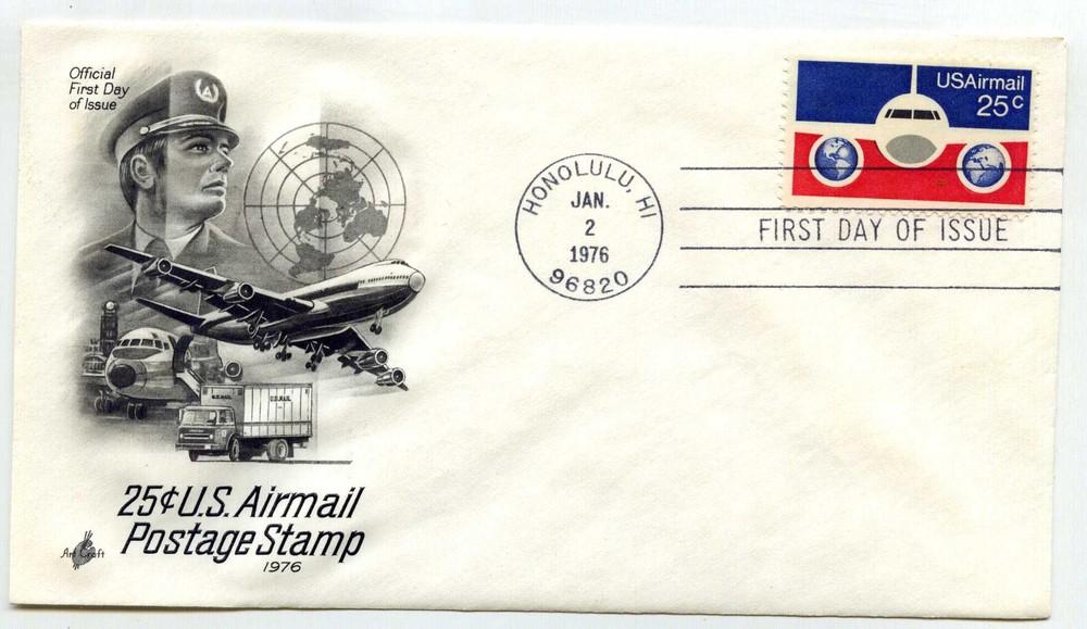 C89  25c Plane and Globe, ArtCraft FDC