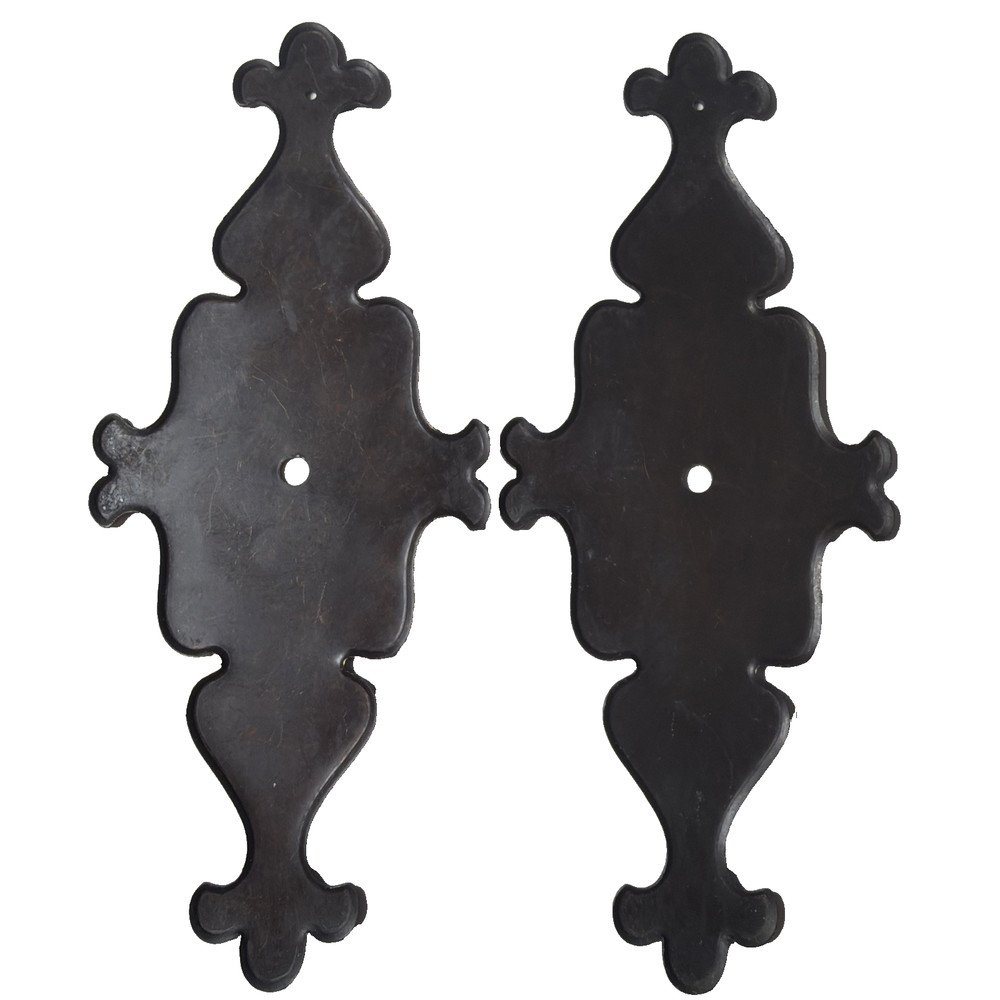 Lot Of 2 Pressed Tin Behind Handle Replacement Pieces Brown