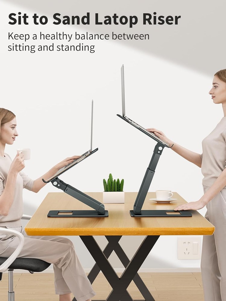 Laptop Stand Desk Adjustable Height Telescopic Computer Stand W/ Pull Out Design