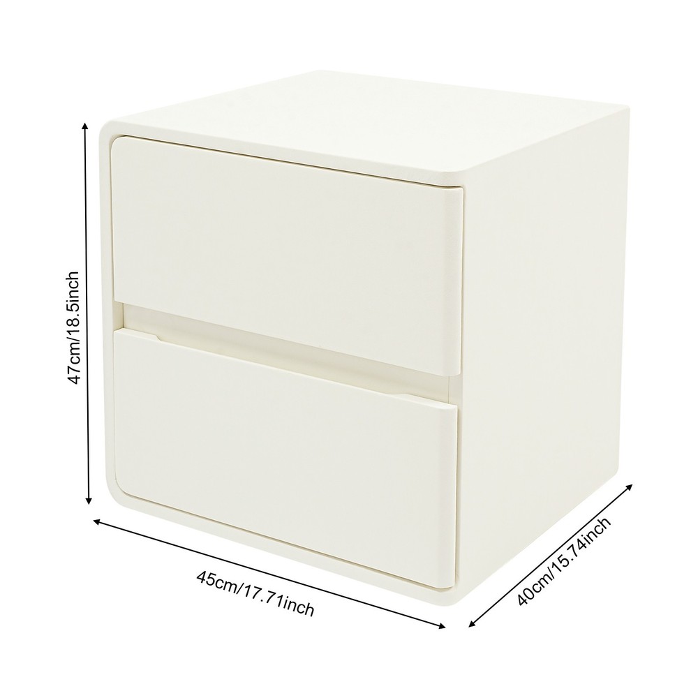 2-Drawer Minimalist Bedside Table, Nightstand with Microfibre Leather Wrap