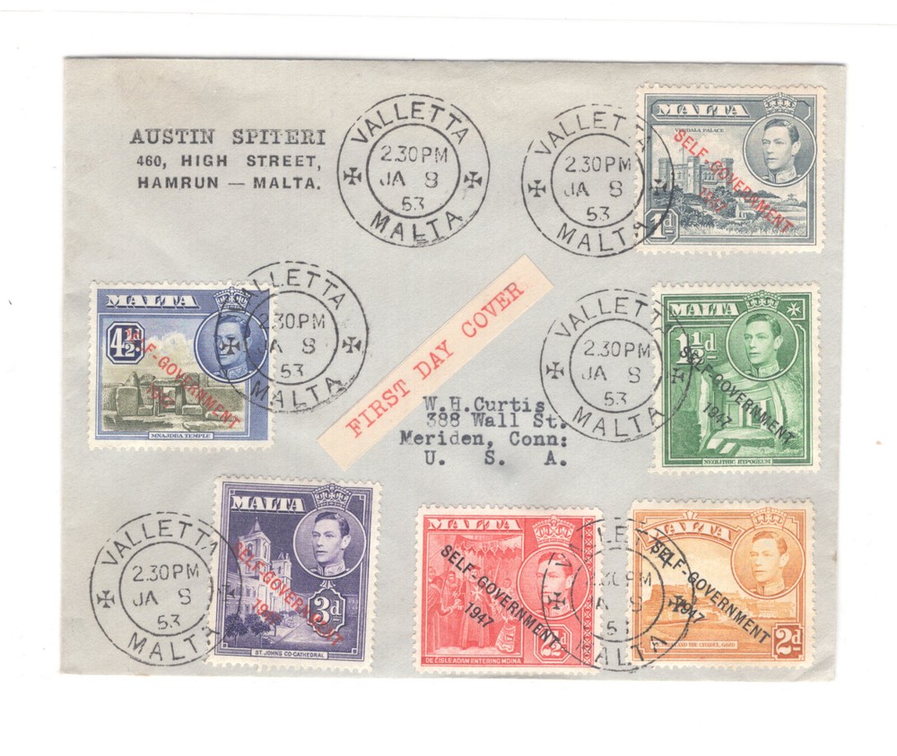 Malta    nice  first day  cover,  overprinted stamps