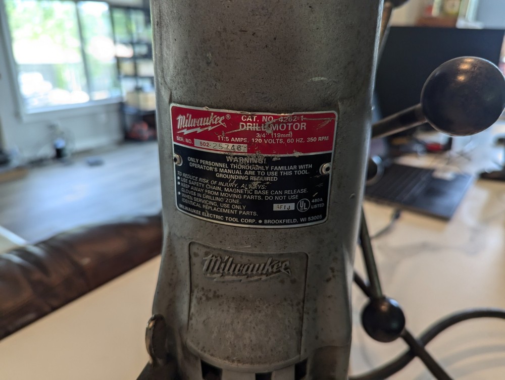 Milwaukee 4201 Electromagnetic Drill Press Base with 4262-1 Drill Motor