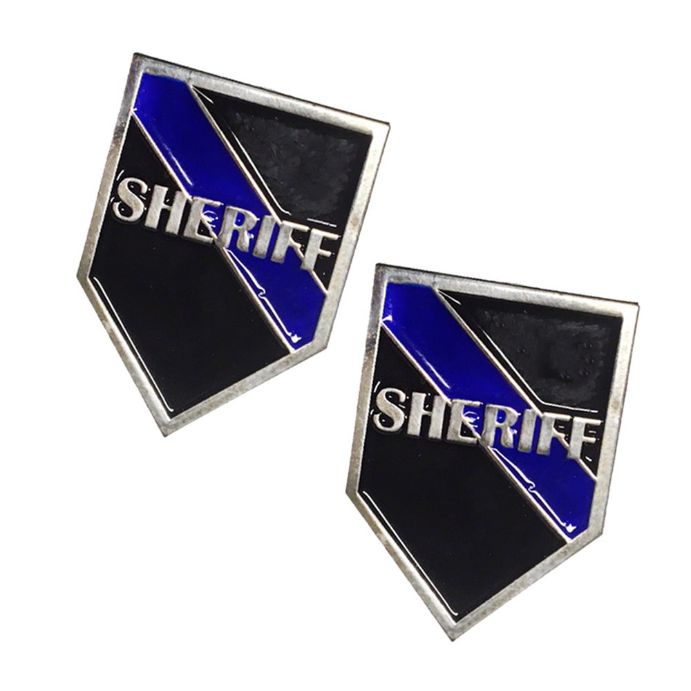 Two Thin Blue Line SHERIFF Law Enforcement Five Sided Metal Lapel Pins