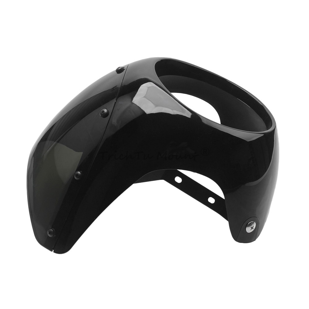 7" Motorcycle Round Headlight Fairing Windshield Windscreen Black For Cafe Racer