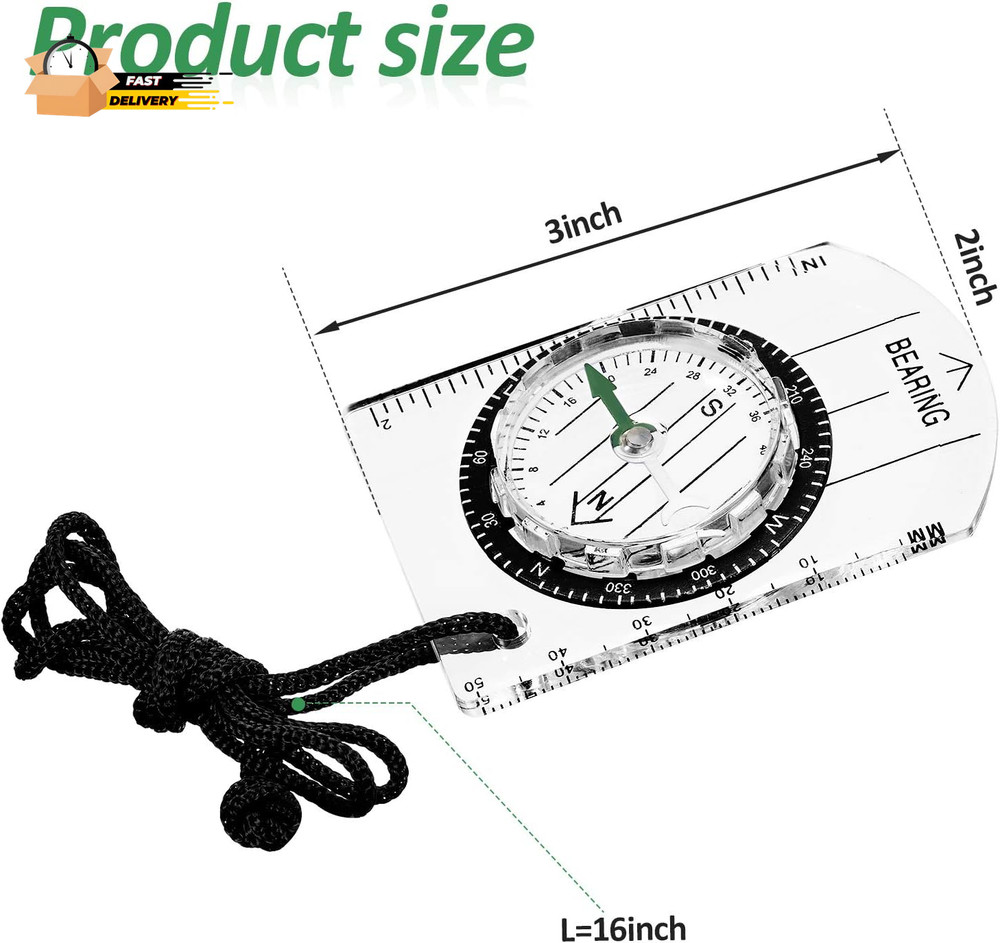 9 Pieces Orienteering Compass Hiking Backpacking Camping Compass Map Readi