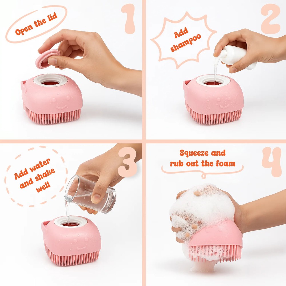 Silicone Pet Bath Brush – Yellow