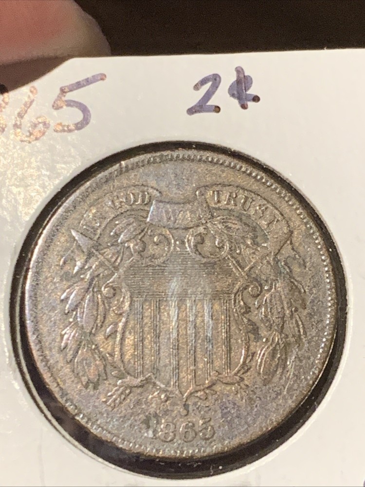 1865 Two Cent Piece 2c Better Grade XF Details