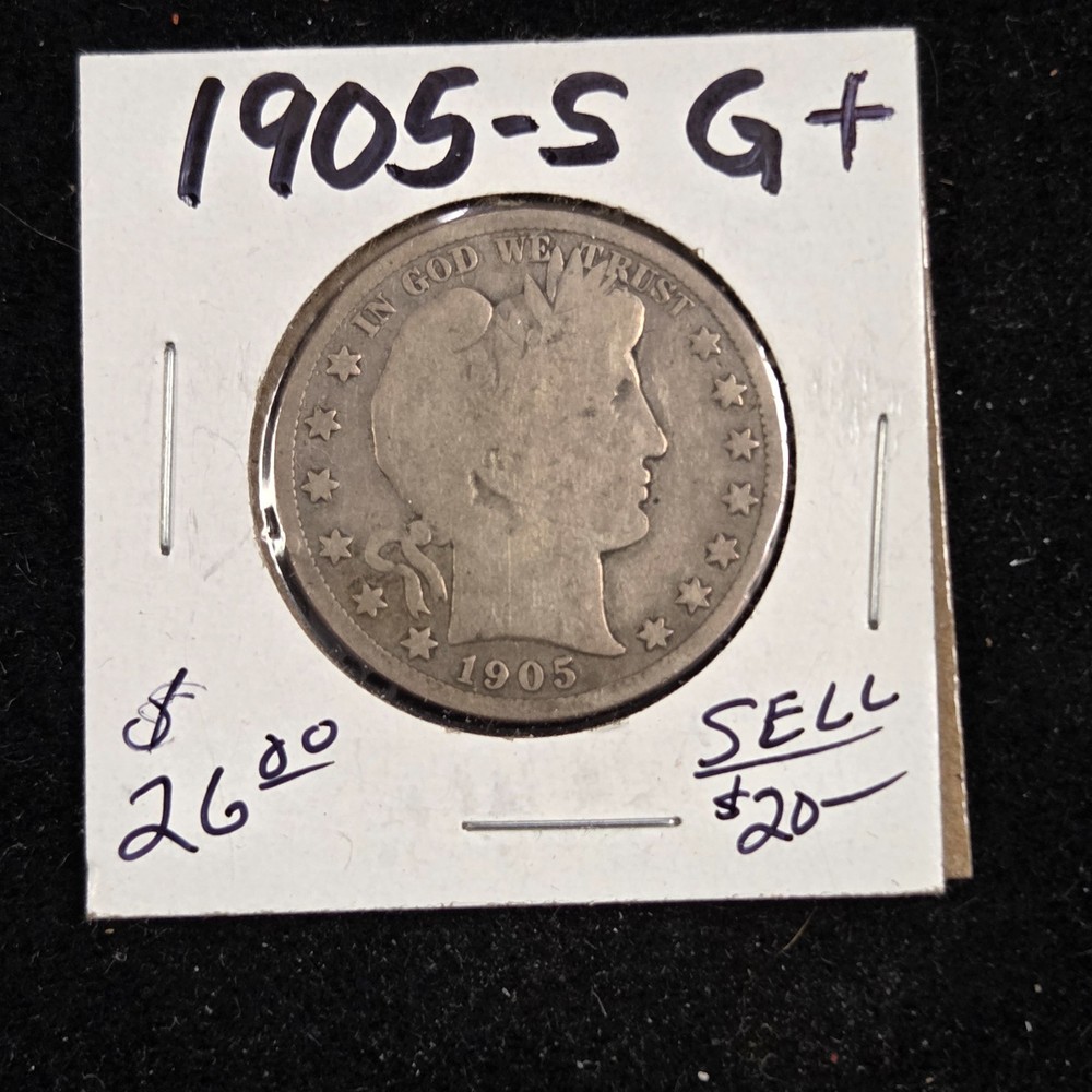 1905-S Barber Silver Half Dollar G+