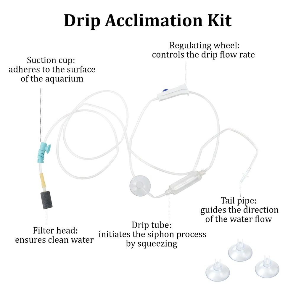 Drip Acclimation Kit with Foldable Fish Acclimation Box, Hose System for Safe...