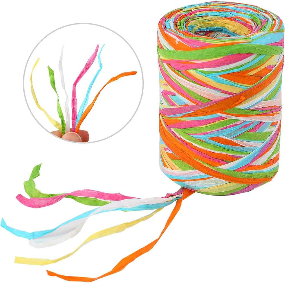 Colored Raffia Paper Ribbon,262Ft Craft Raffia Paper String Twine for Easter Spr