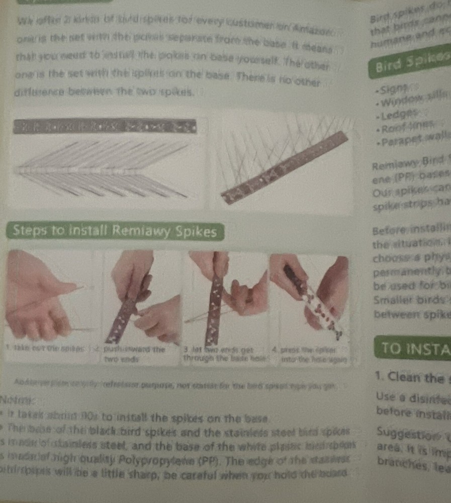 Remiawy Bird Spikes 5 Strips 4 Ft