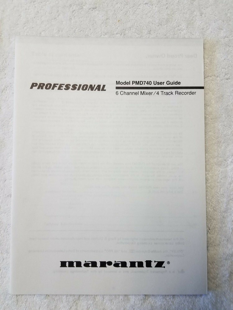 Brand New PMD740 Owners Manual