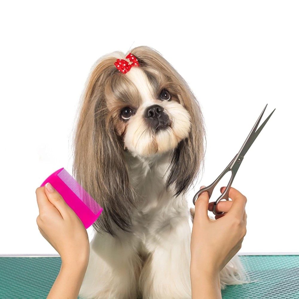 4-Pack Gentle Fine Tooth Combs for Dogs and Cats - Multi-Functional Grooming