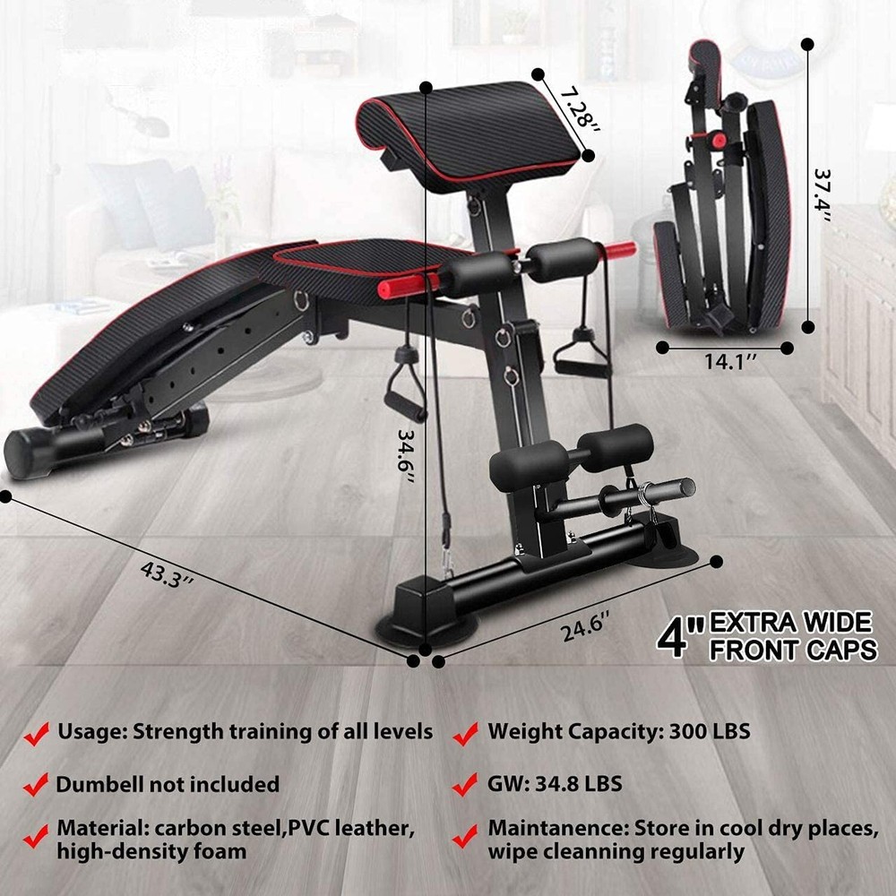Adjustable Weight Bench,Utility Workout Bench Foldable Incline Decline Benche...