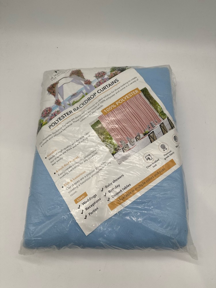 AK TRADING CO. Polyester Backdrop Drapes Curtains 10x12ft Light Blue