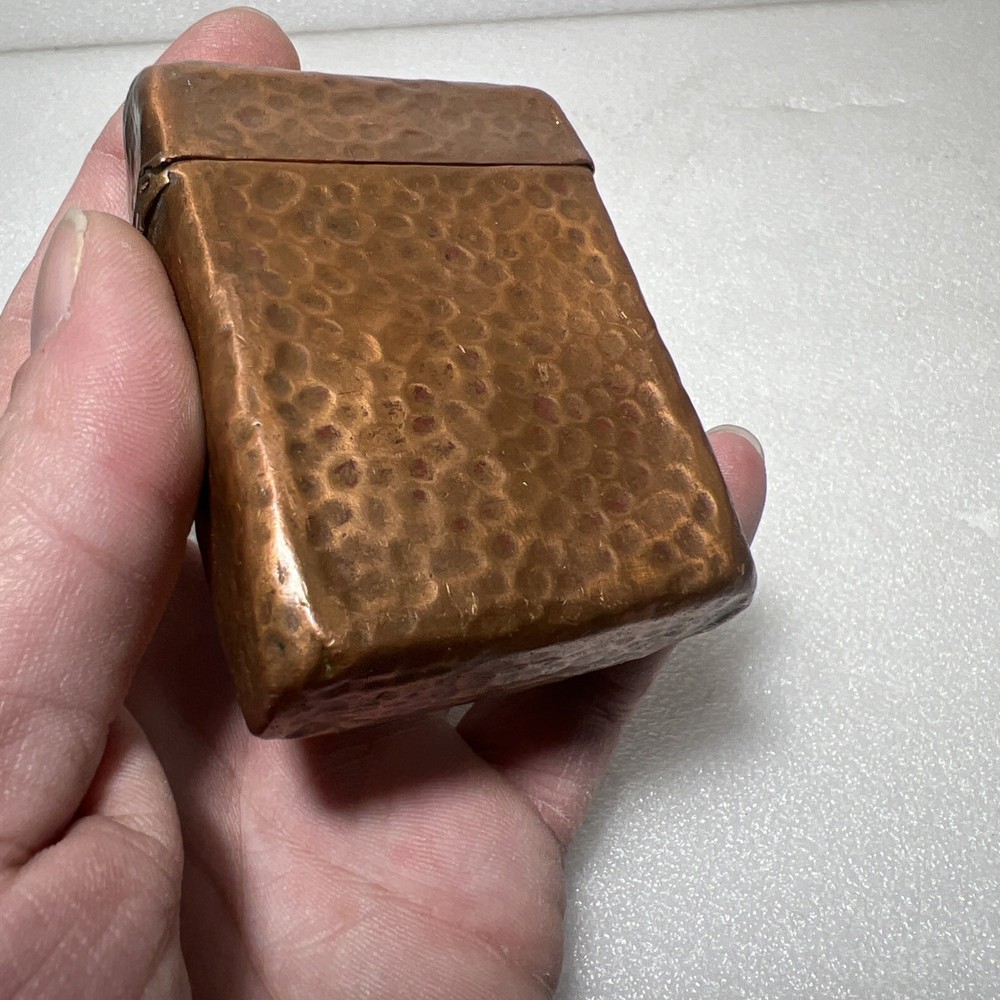 ANTIQUE AESTHETIC GORHAM HAMMERED COPPER CIGARETTE CASE BOX HINGED LID