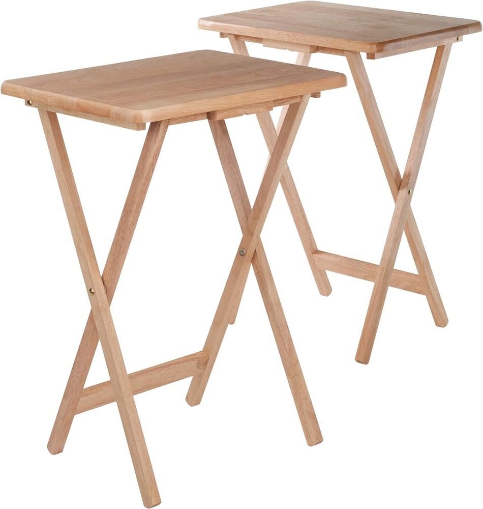 Compact & Stylish 2-Piece Folding Snack Tables - Easy Storage Solution