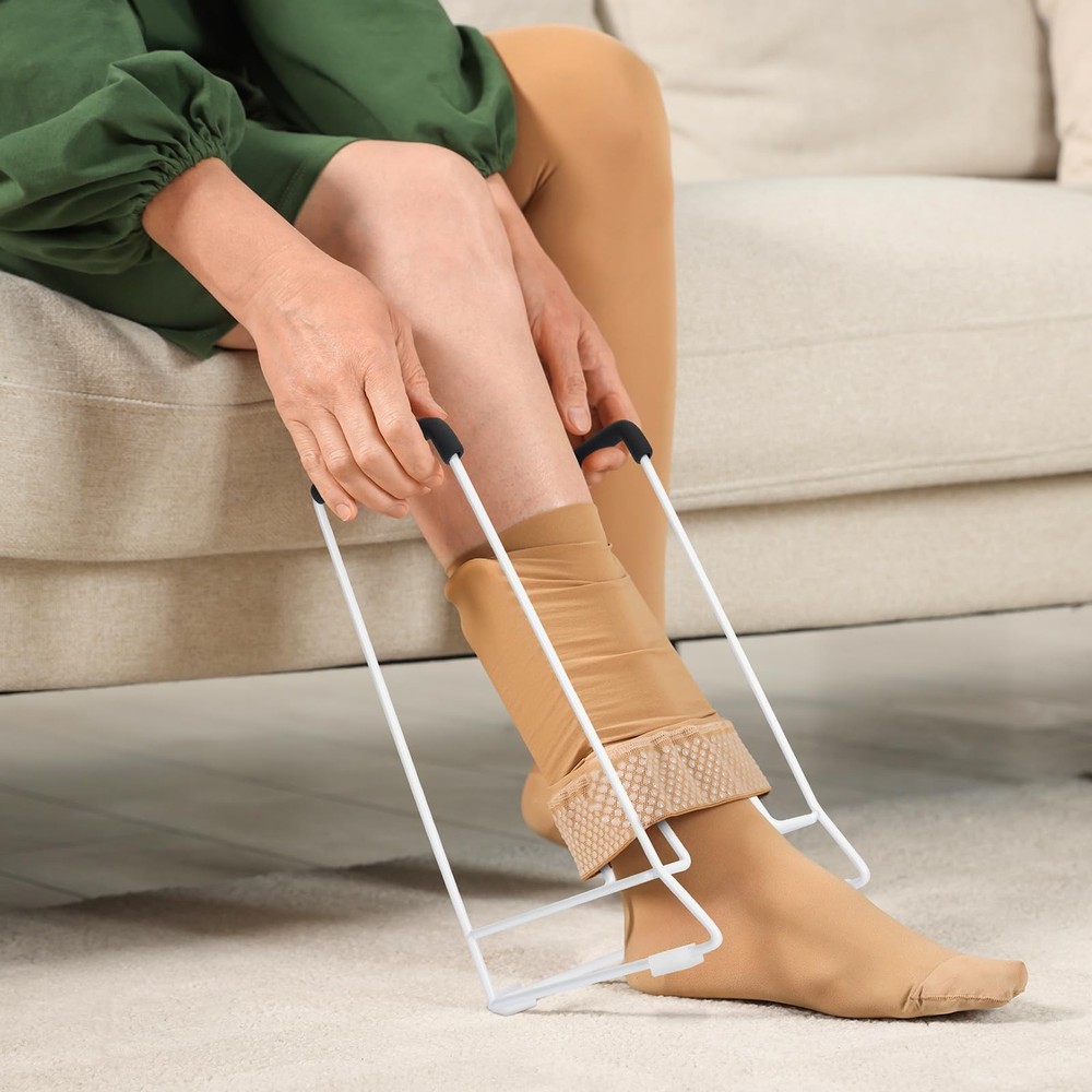 Compression Sock Aid Device – Stocking Donner for Seniors, Medium, White
