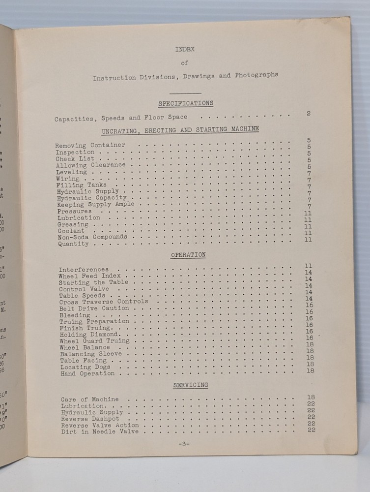 Norton 10" Hydraulic Surface Grinder Manual for Erecting, Operating, & Servicing