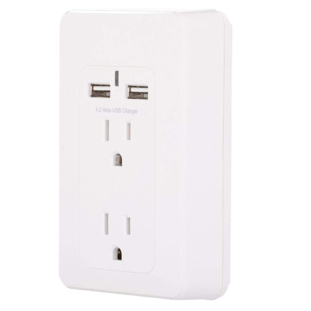 Commercial Electric 2-AC Outlet 2-USB 4.2 Amp Shared, White