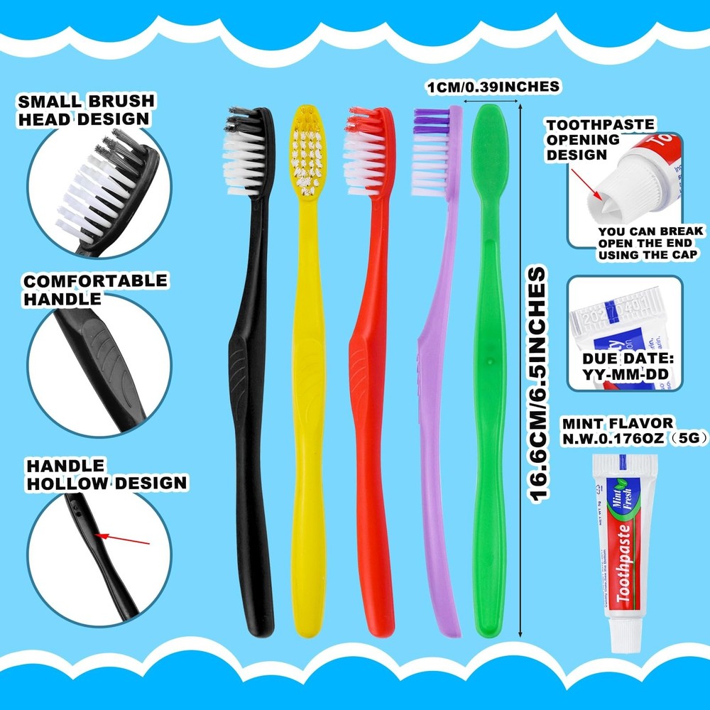 50pcs Disposable Toothbrushes with Toothpaste,Single Use Toothbrush with Toot...
