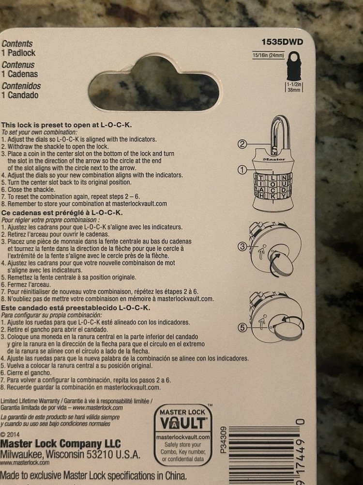 Master Lock Word Combination Padlock NEW