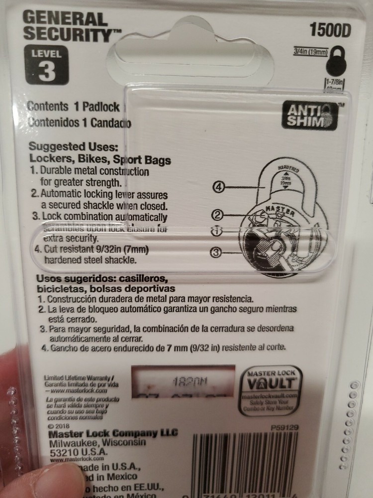 Master Lock Level 3 General Security Padlock #1500D