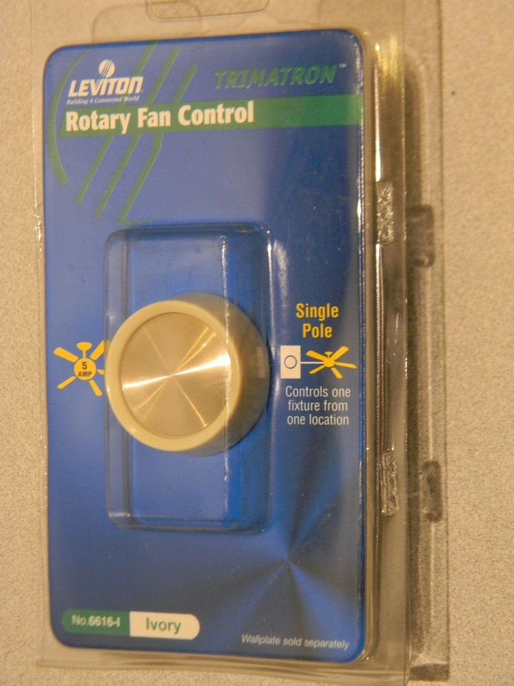 Trimatron Rotary Fan Speed Control Switch, 5A, Full Range, Single Pole, Ivory