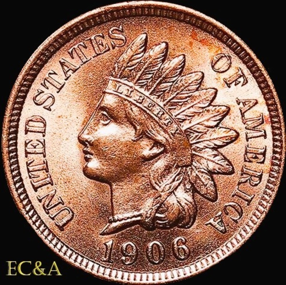 1906 INDIAN HEAD CENT RED UNCIRCULATED SOLID GEM (IH945)