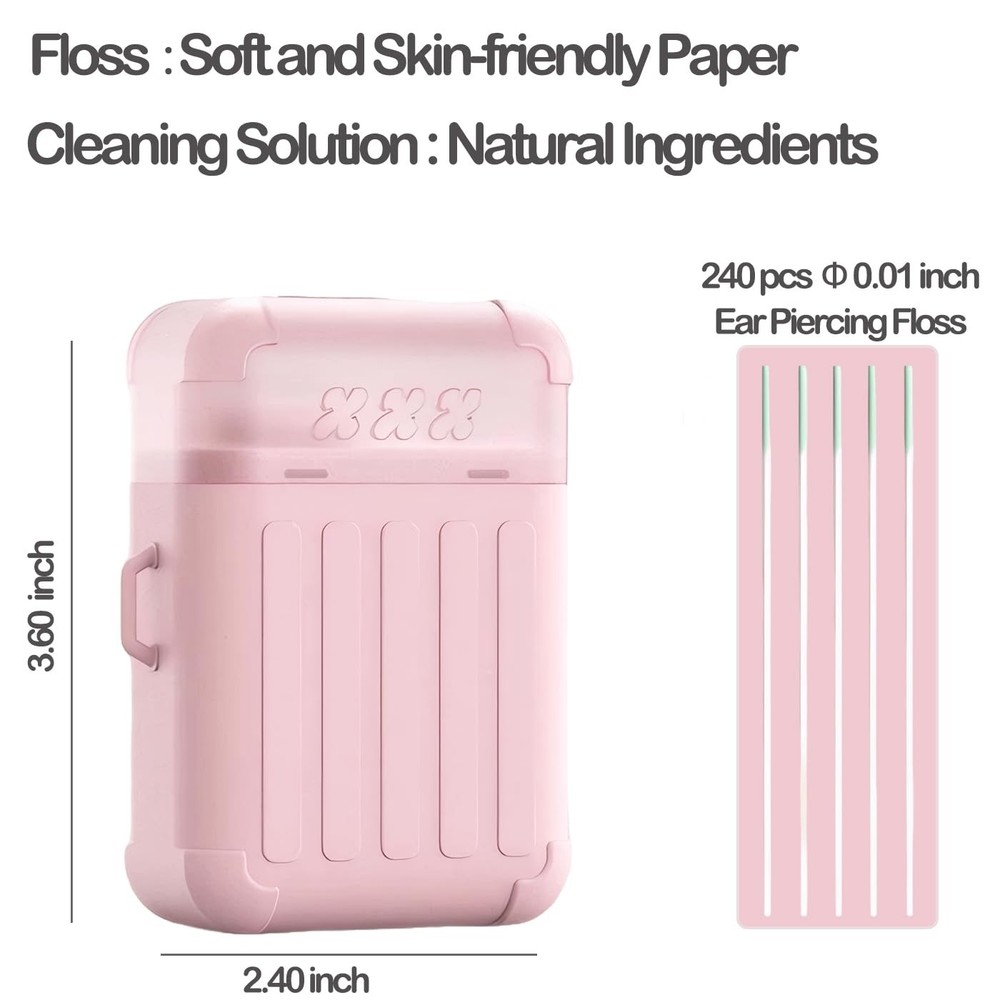 Ear Piercing Cleaning Kit – 240 Disposable Floss 15ml Solution