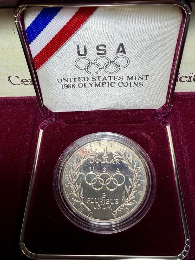 1988 U.S. MINT Proof Olympic Coin set - Silver Dollar W/Box & COA