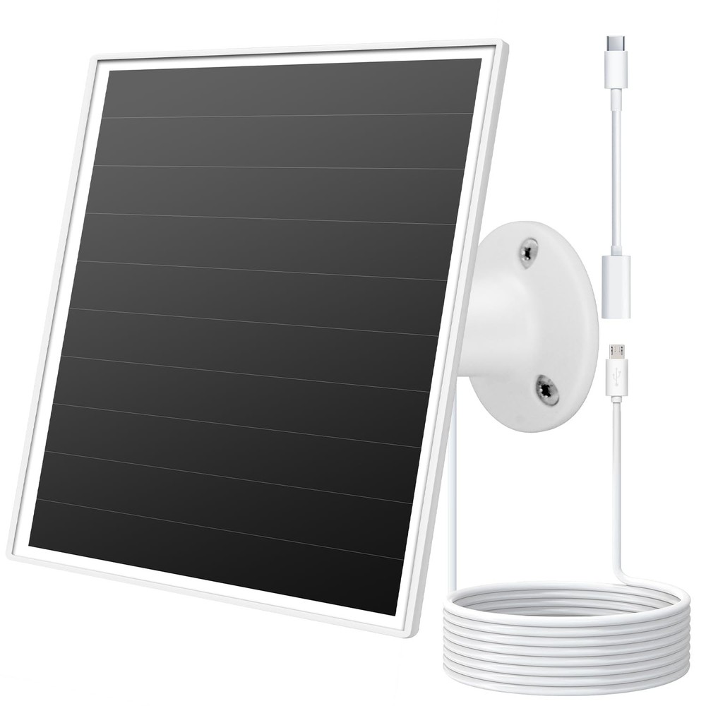 6W Solar Panel for Outdoor Security Camera with Micro USB & USB - C Port, Sol...