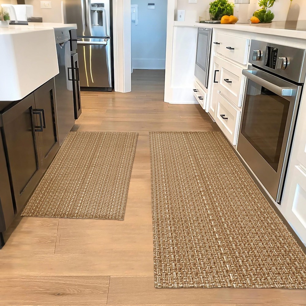 winolive Kitchen Rugs,Kitchen Mats for 20"x30"+20"x48"(Rectangular), Brown