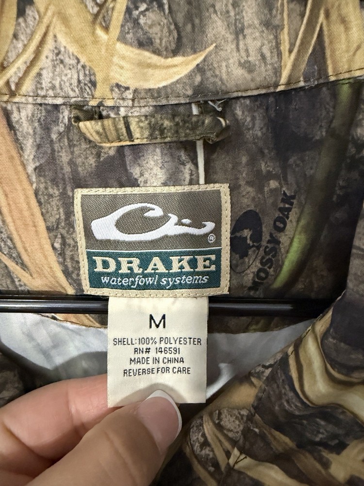 Men’s Drake Waterfowl Camp Fleece 1/4 Zip Pullover Camo Medium