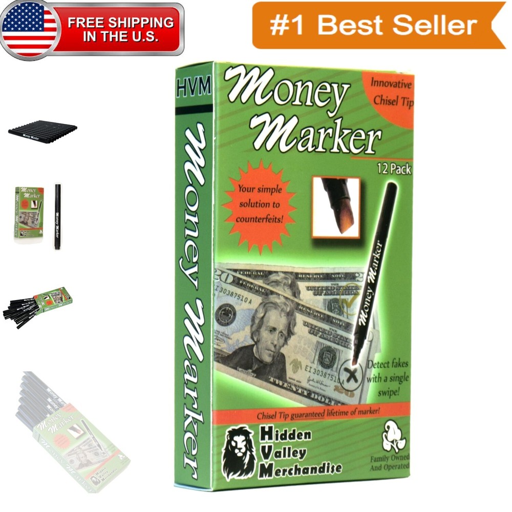 Chisel Tip Money Marker 12-Pack - Essential Counterfeit Bill Protection