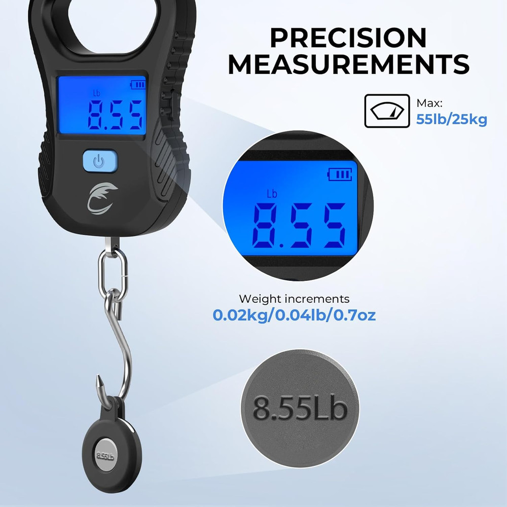 Calamus Lightweight Fish Scale, Rechargeable Digital Scale with USB Cable, 55Lb