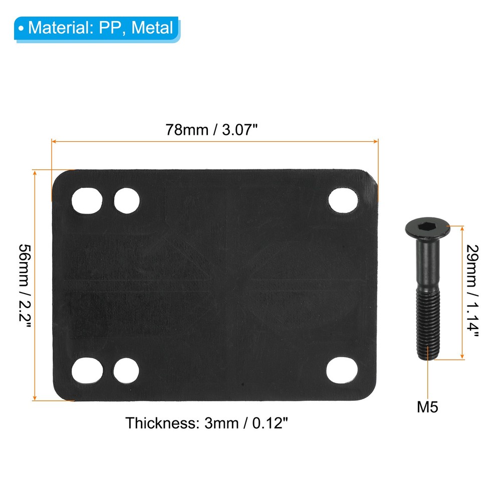 Skateboard Riser Pads 3mm Shock Rise Pad with Screws Nuts Kit, Black